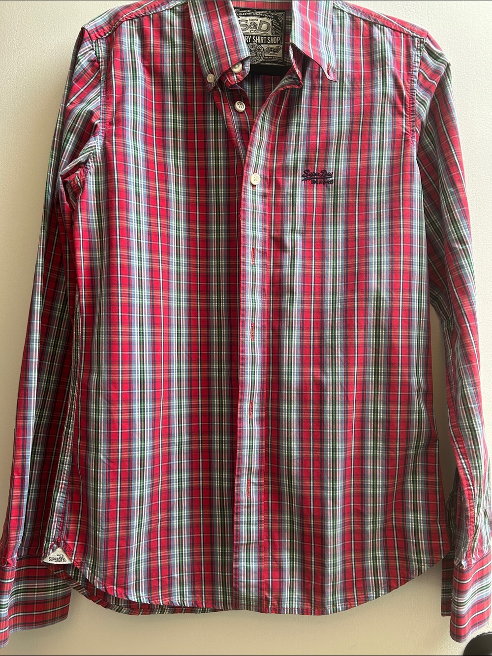 Superdry Red and Green Plaid Button-Down Shirt